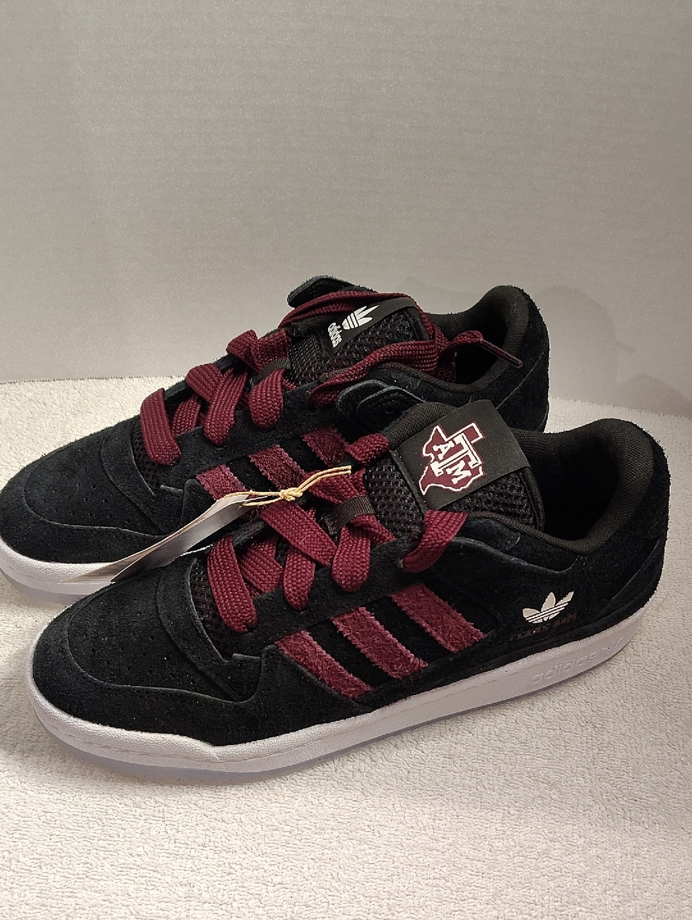 adidas Texas A&M Black And Maroon Forum Low-Top Suede Sneakers Men's Size 7.5